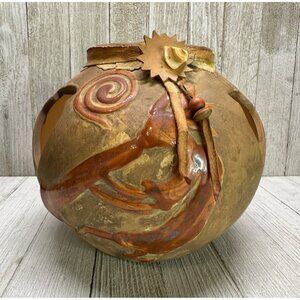 Vtg Indian Tribal Pottery Clay Vase Home Decor Collector Piece Stirrup Spout 6"